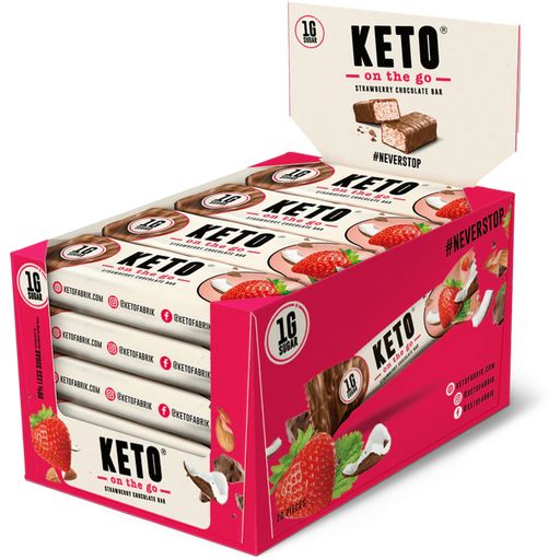 Ketofabrik Schokoriegel Strawberry Chocolate - Box 20 Riegel