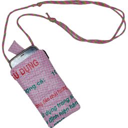 Refished Upcycle 'SWING' FISH Phone Purse - Pink-White-Chequered