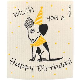 Panno in Spugna - Lucky Dog, Happy Birthday! - Giallo