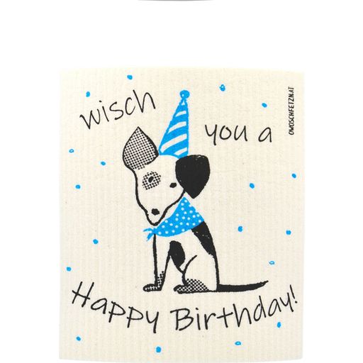 Panno in Spugna - Lucky Dog, Happy Birthday! - Blu