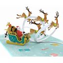 Santa Claus Sleigh & Reindeer Pop-Up Card  - 1 Pc